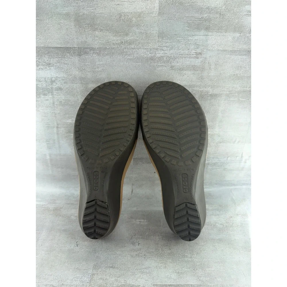 Crocs Havana Wedge Slide Sandals Bronze Espresso Brown Women Sz 8 11181